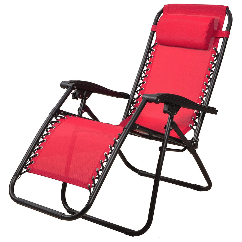 Adjustable Outdoor Zero Gravity Recliner Lounge Chair, Burgundy, 2 O917947