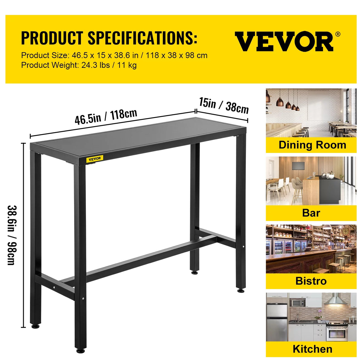 Narrow Rectangular Bar Height Outdoor Table with Adjustable Feet P940615