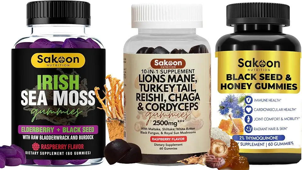 Black Seed Oil, Irish Sea Moss & Lions Mane Mushroom Gummies D2228