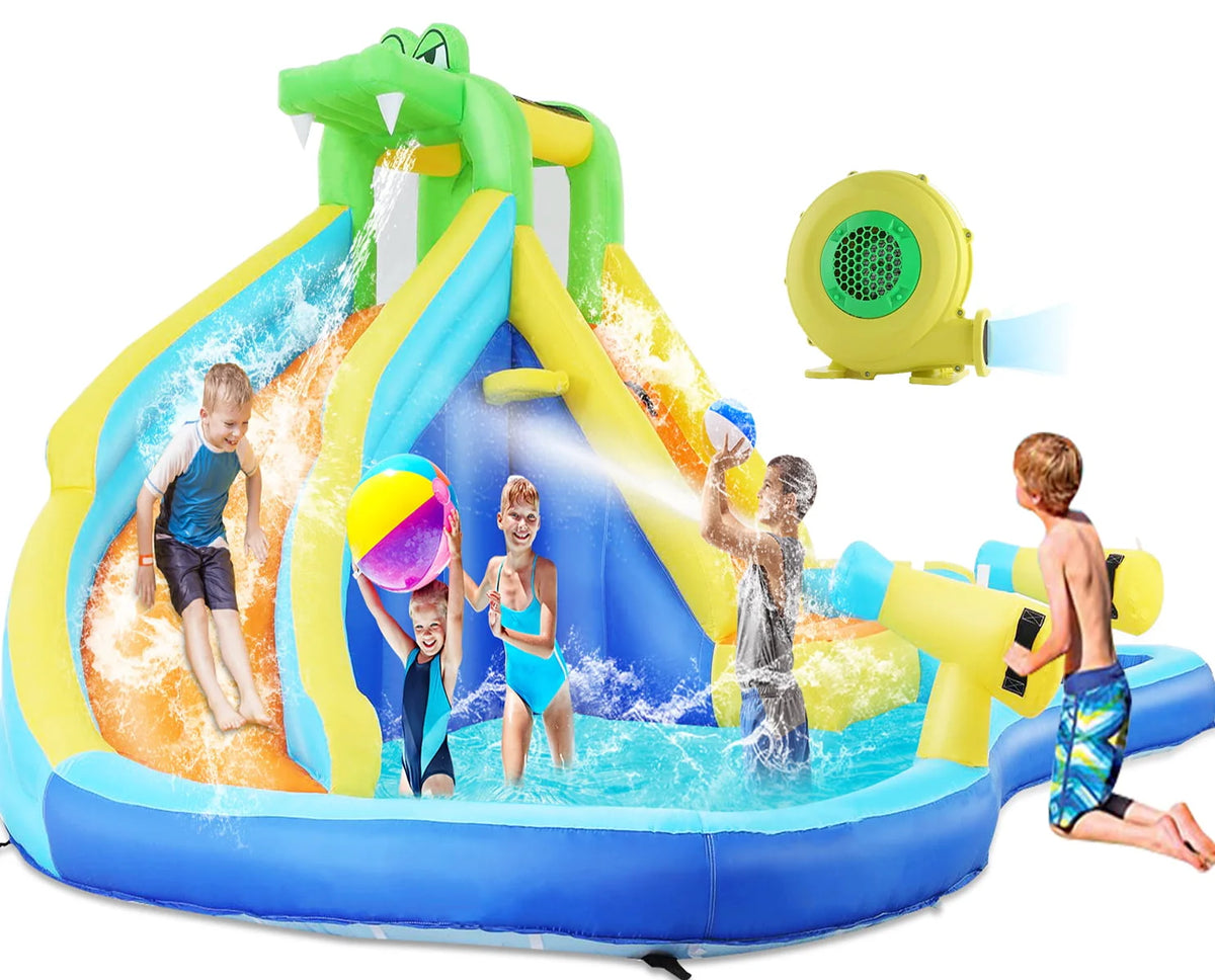 Inflatable Bounce House with Water Slide and Spray Pool E560896