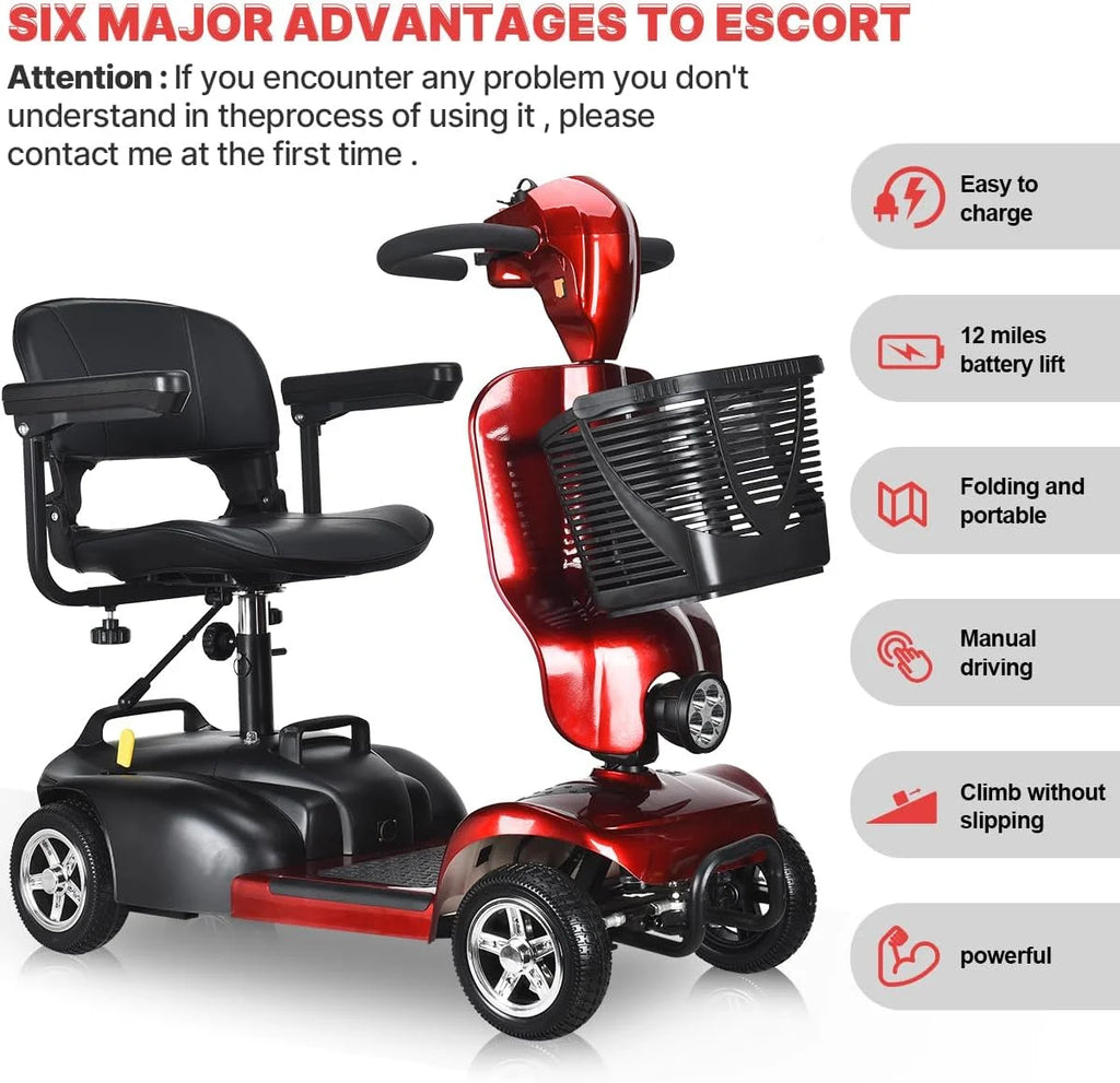 4 Wheel Foldable Mobility Scooter with Charger and Basket S47198