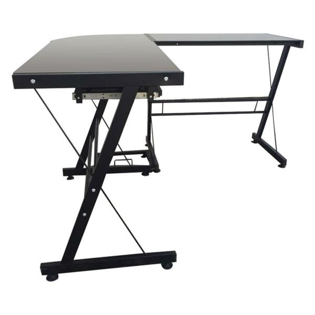 L-Shaped Corner Computer Game Desk with Removable Keyboard Tray K1993