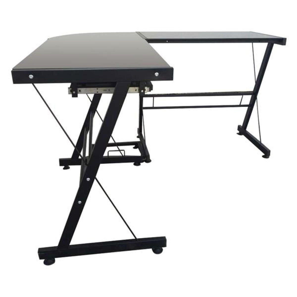L-Shaped Corner Computer Game Desk with Removable Keyboard Tray K1993