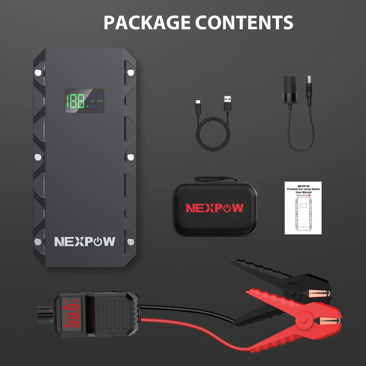 2000A Peak 12V Portable Car Jump Starter with USB Quick Charge 3.0 K5444