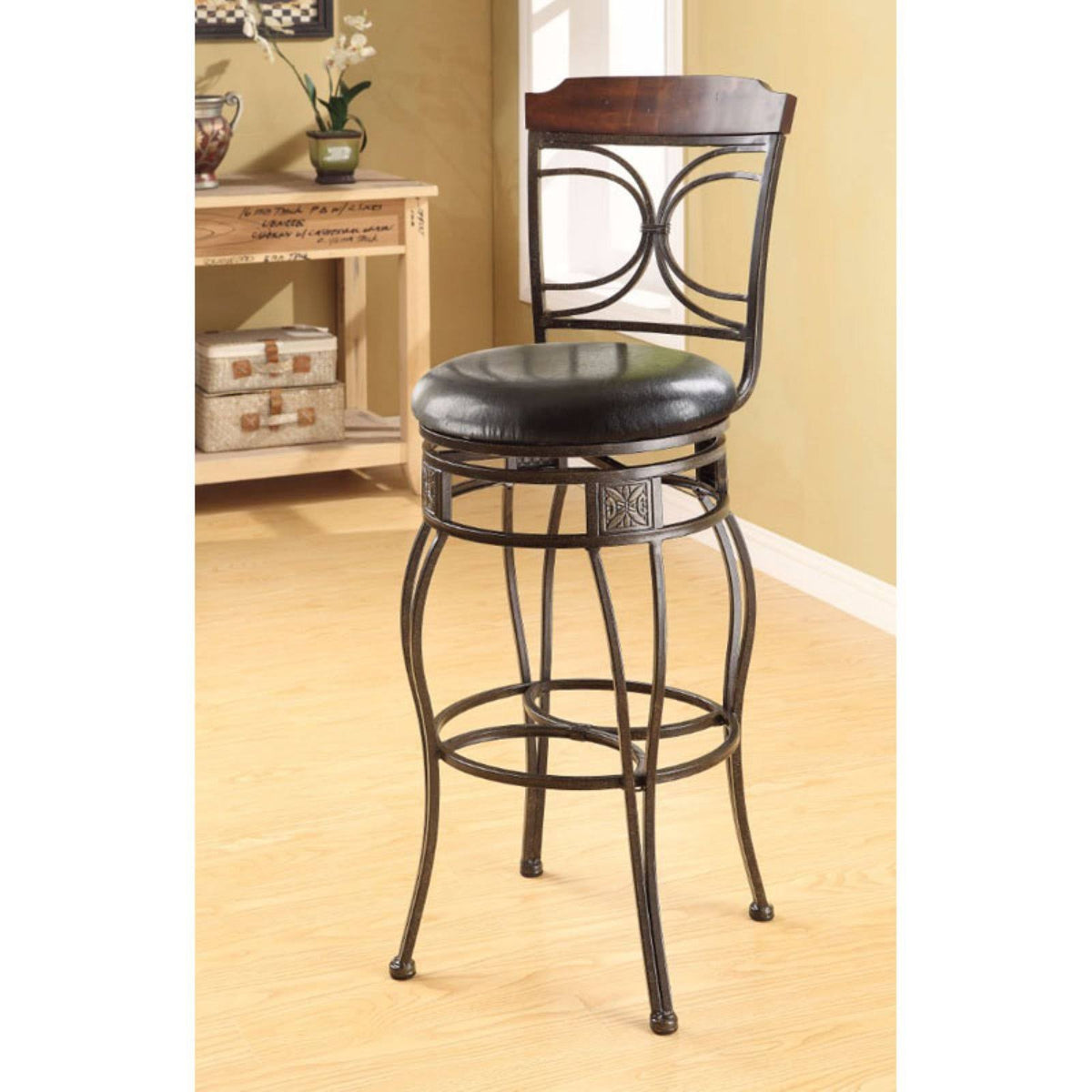 Brown & Black Swivel Bar Chair, Set-2 W9603