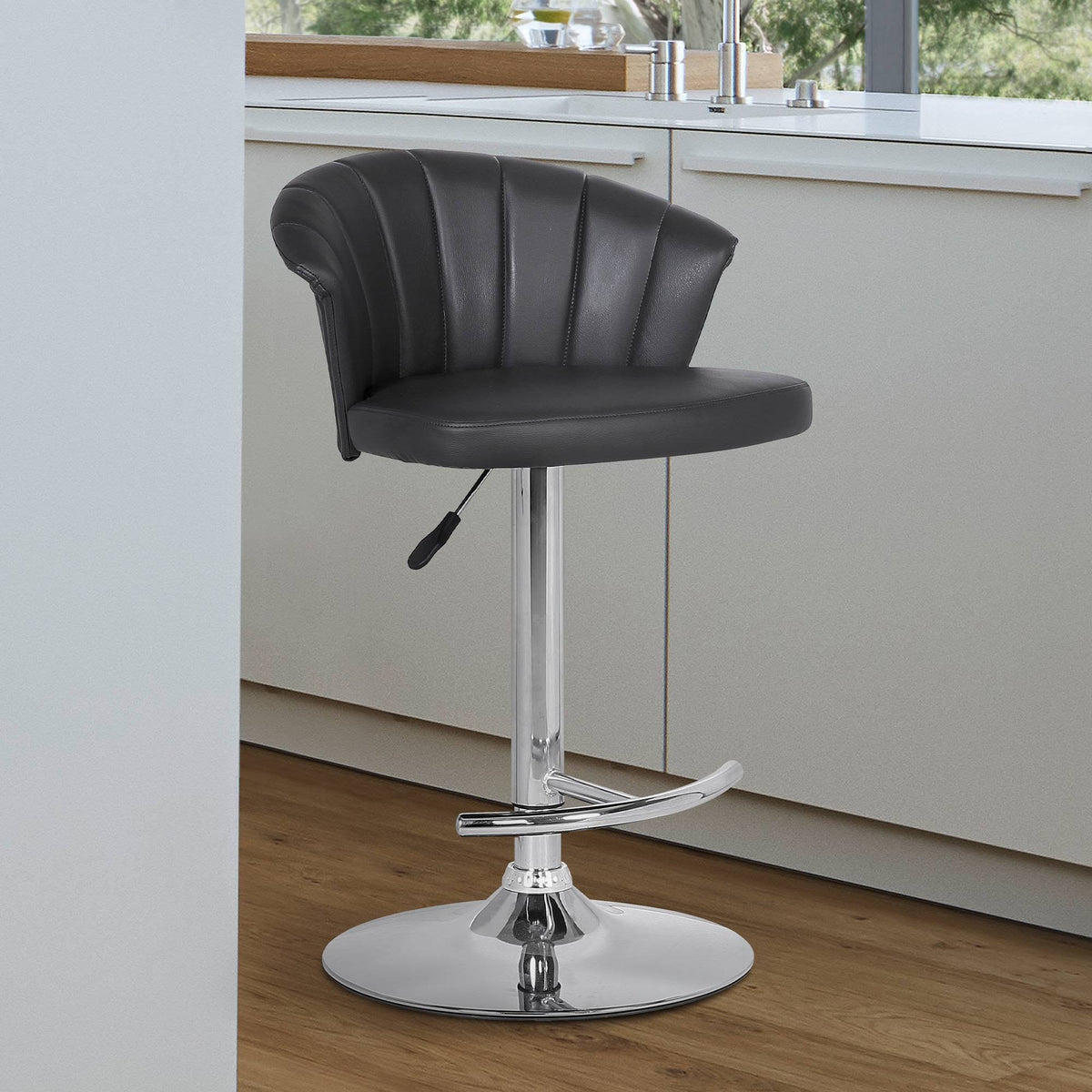 Grey Faux Leather Bar Stool C728305