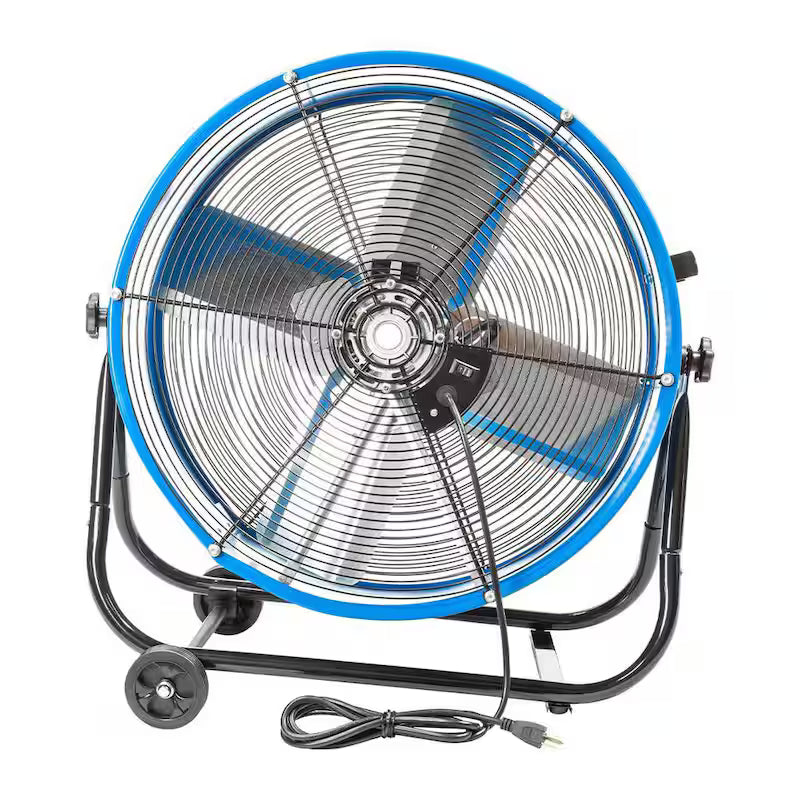 2 Fan Speeds Drum Fan in Blue with Snap-On Wheels W4172