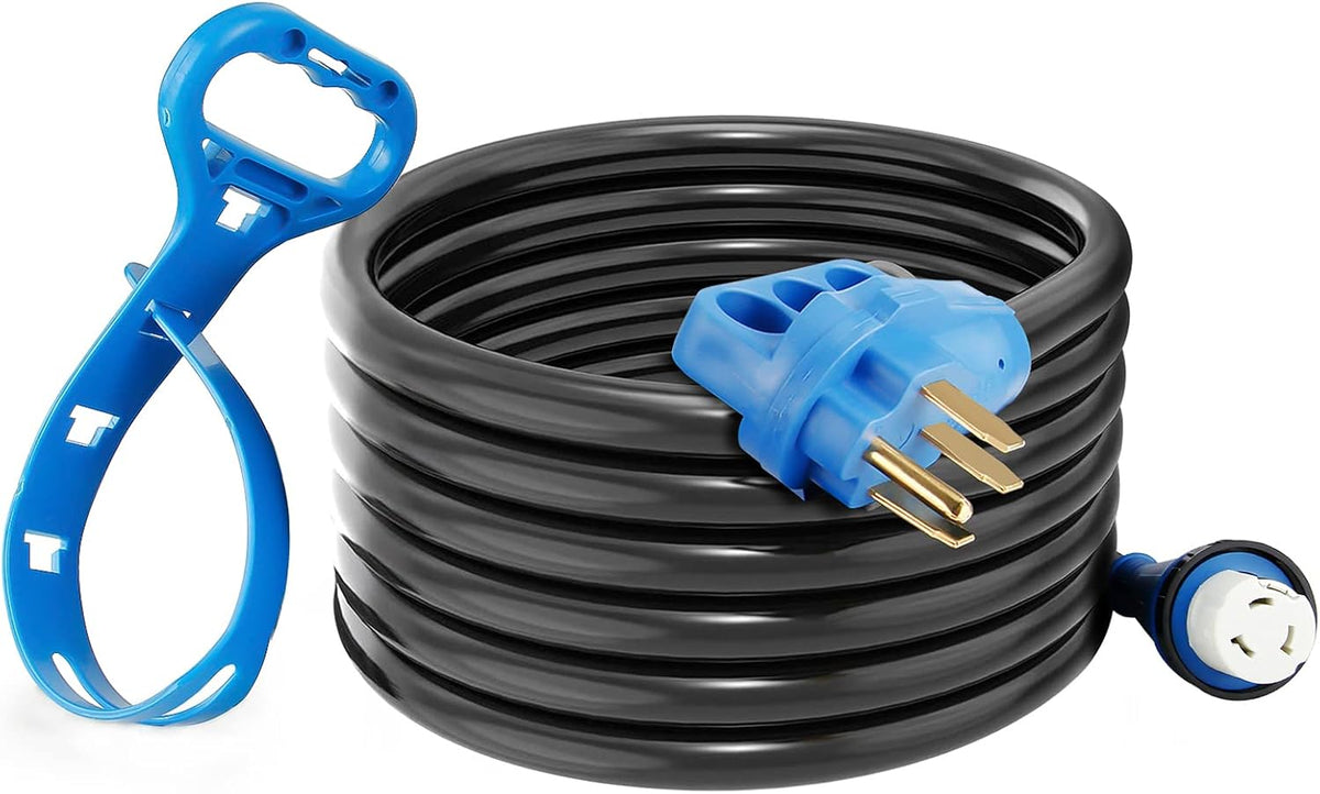 50 Feet RV Power Extension Cord, Heavy Duty STW Wire, Blue G79353