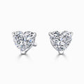 14K White Gold Heart Cut Diamond Stud Earrings N329
