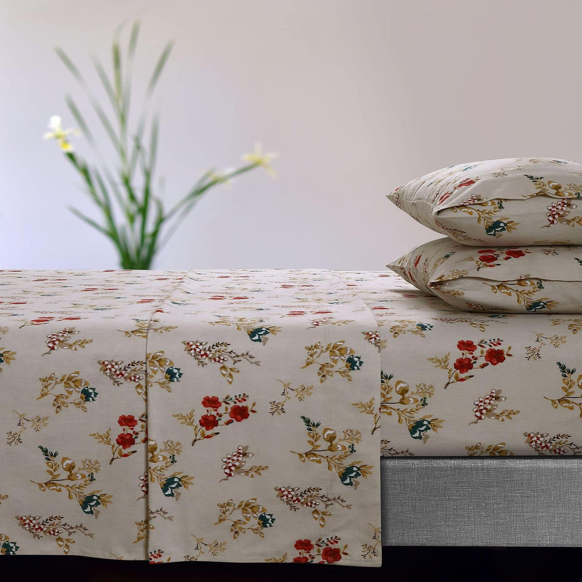 Queen Light Blue Flannel Extra Deep Pocket Sheet Set H766012