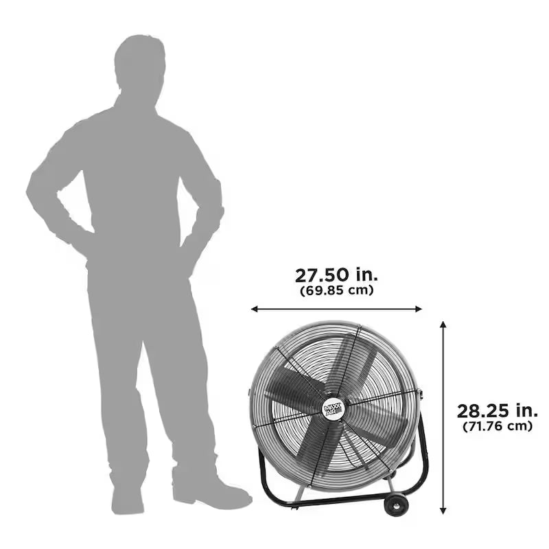 2 Fan Speeds Drum Fan in Blue with Snap-On Wheels W4172