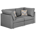 Gray Linen Fabric Loveseat Couch with Pillows T548