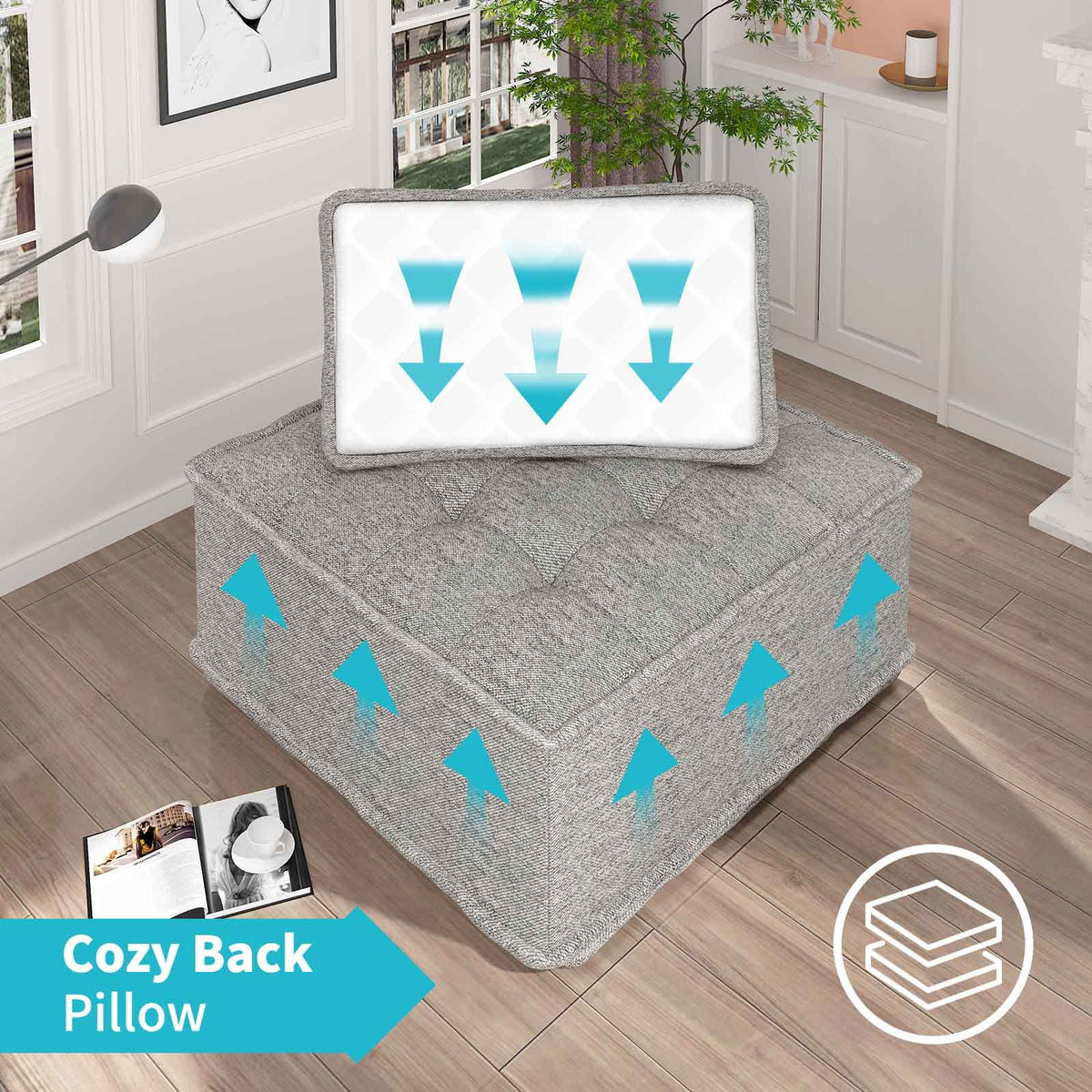 Light Grey Modular Sectional Sofa with Ottoman C2125