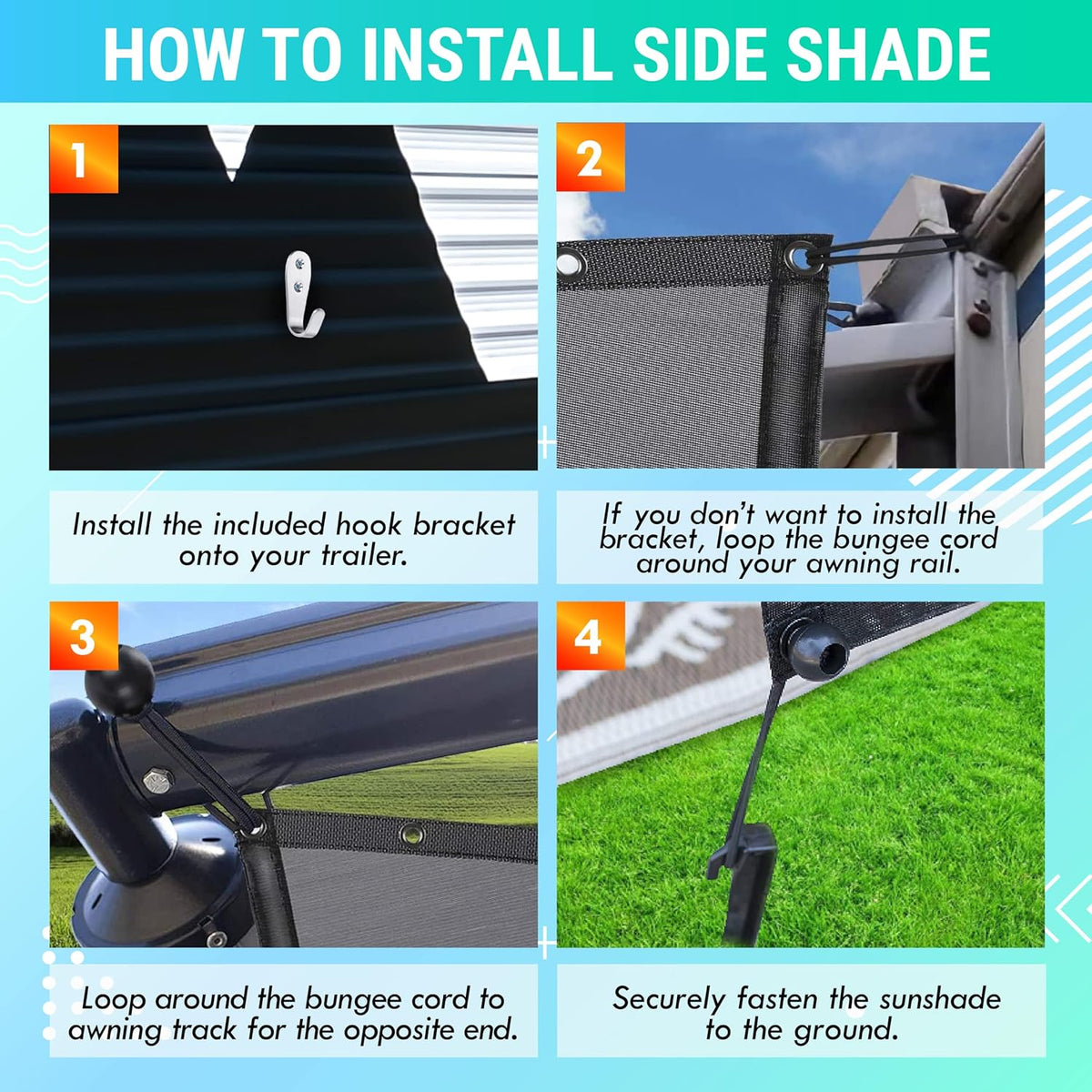 RV Awning Shade Screen 7x9 Mesh UV-Resistant M5996