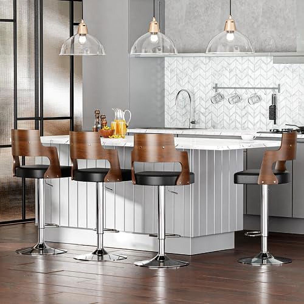 Brown PU Leather Adjustable Swivel Counter Height Stool Set of 2 Y81820