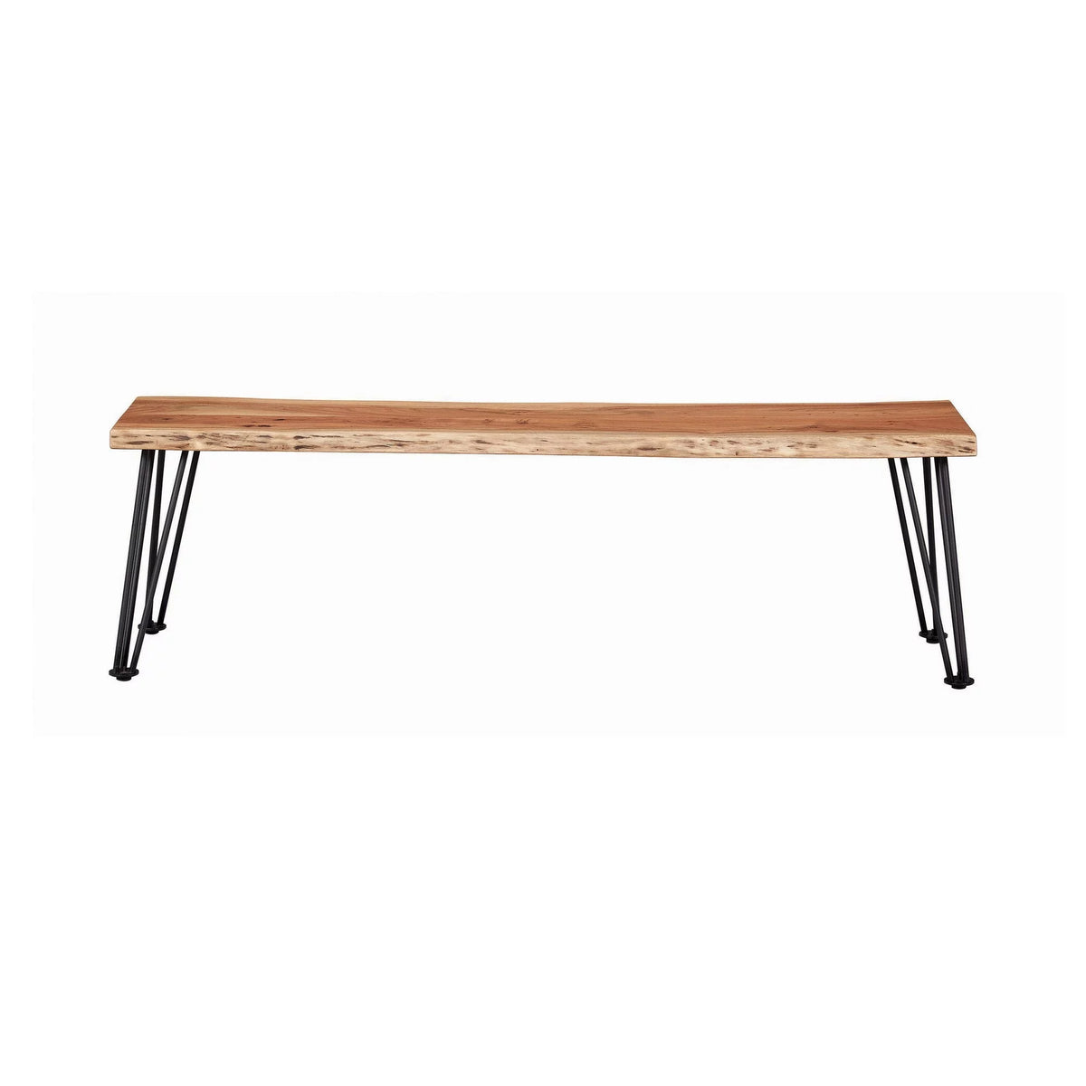 Brown Wooden Dining Bench with Metal Legs Z701
