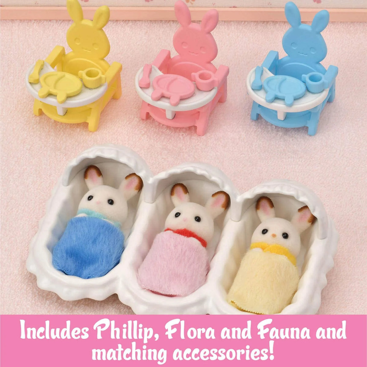 3 Hopscotch Rabbit Figures Dollhouse Playset C214
