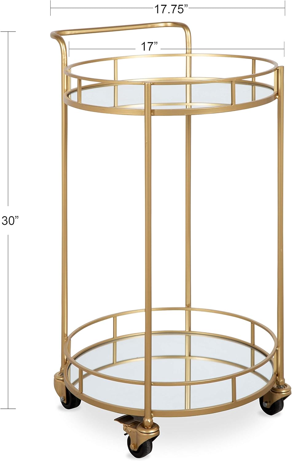 Metal and Glass Bar Cart, Glam Gold Finish B672582