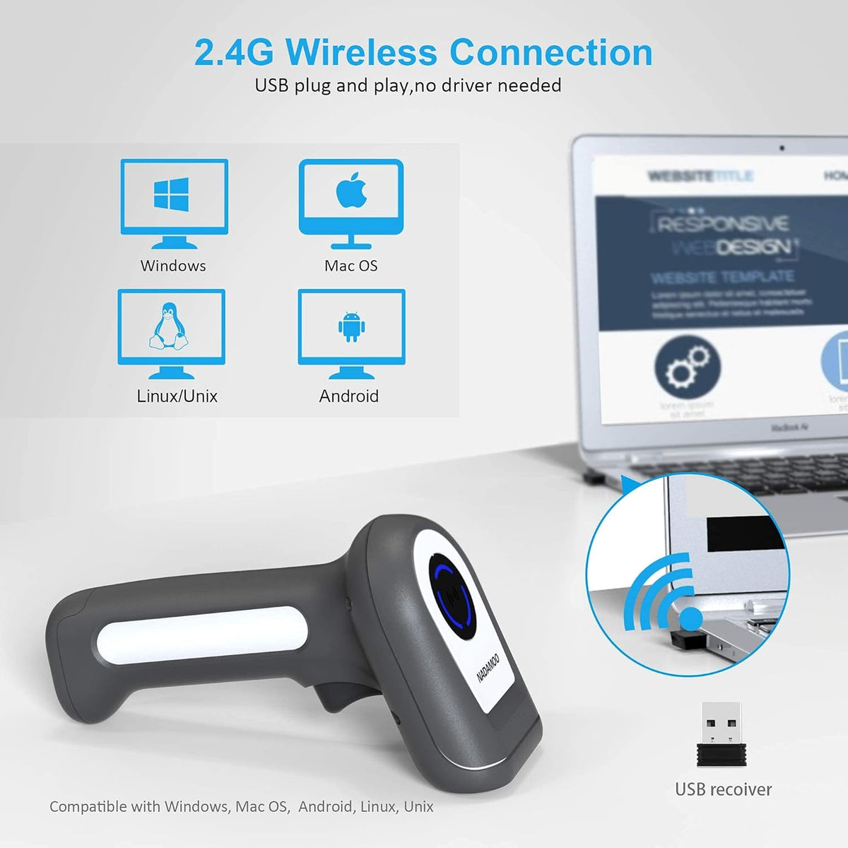 1D Cordless Barcode Scanner, Pack of 2 O77221