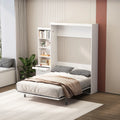 Full Size Vertical Murphy Bed with Shelf and Drawers White I343028