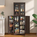 64" Kitchen Pantry Cabinet with Glass Doors and Adjustable Shelves W7576