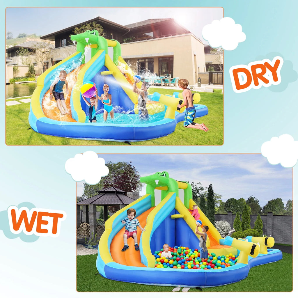 Inflatable Bounce House with Water Slide and Spray Pool E560896