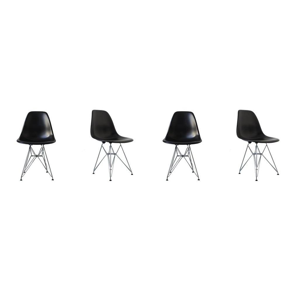Black Beige ABS Dining Chair with Metal Legs (Set of Four) A28142