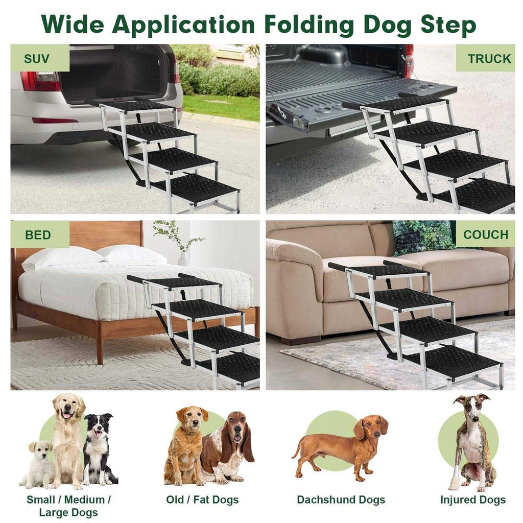 Extra Wide Foldable Dog Car Stairs with Nonslip Surface I415