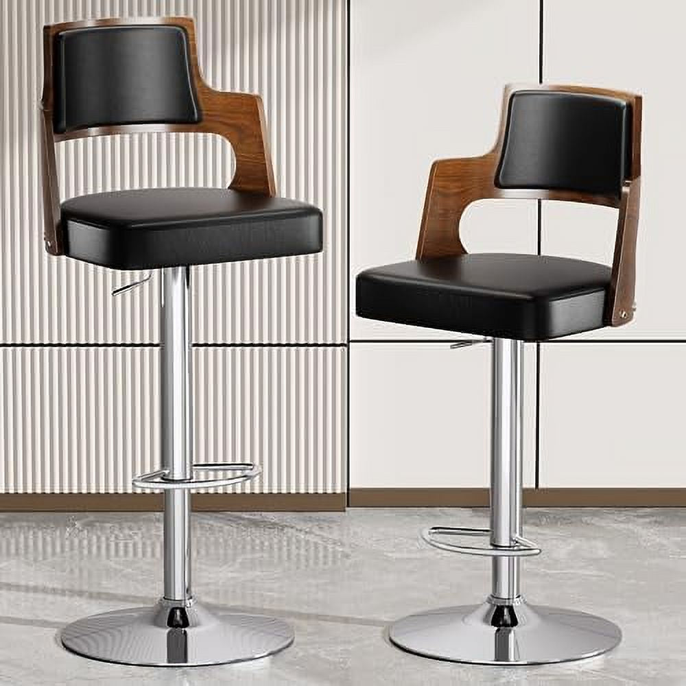 Brown PU Leather Adjustable Swivel Counter Height Stool Set of 2 Y81820