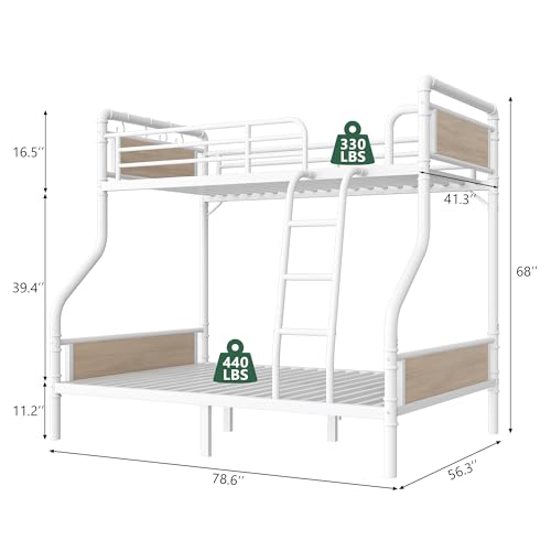 Twin Over Twin Metal Bunk Bed with Safety Guard Rails C7396