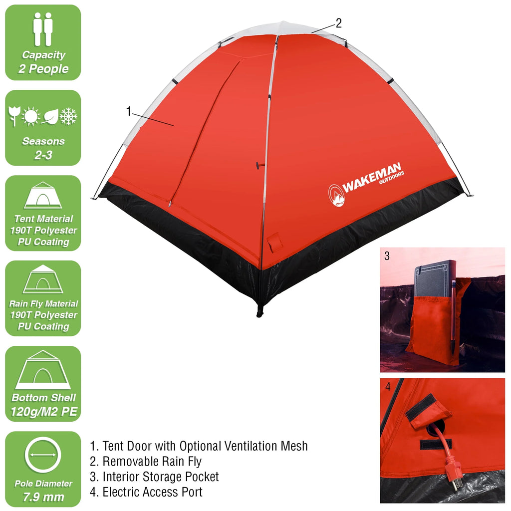 2-Person Water Resistant Dome Tent with Carry Bag I9126