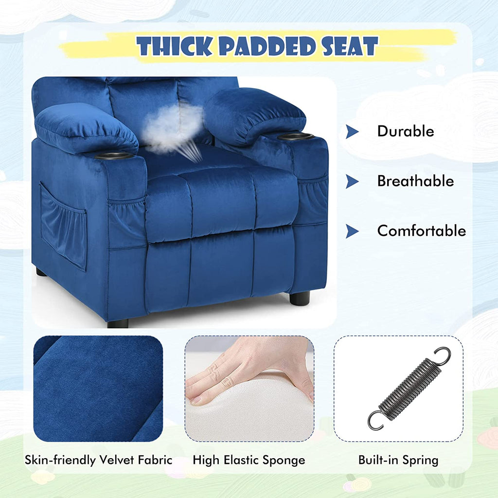 Blue Toddler Recliner Chair with Cup Holder F795193