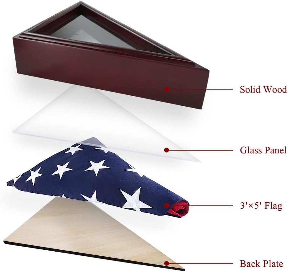 Mahogany Finish Wooden Flag Display Case P10776