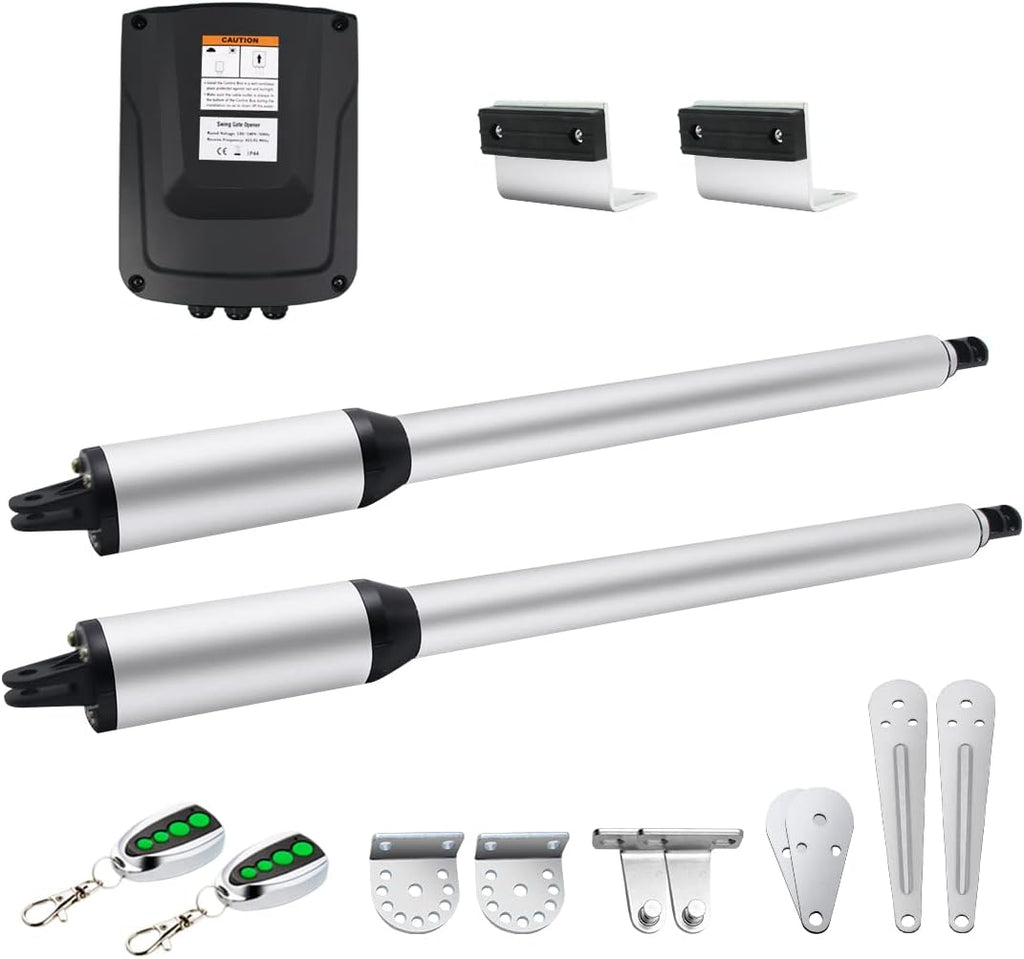 Dual Swing Gate Opener Automatic Gate Motor for Double Swing Gate Up to 12ft per Arm, Electric Driveway Gate Operator AC Powered with Remote Control Kit Solar Compatible G9969