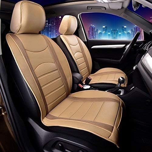 Beige Leatherette Front Car Seat Cushions S911049
