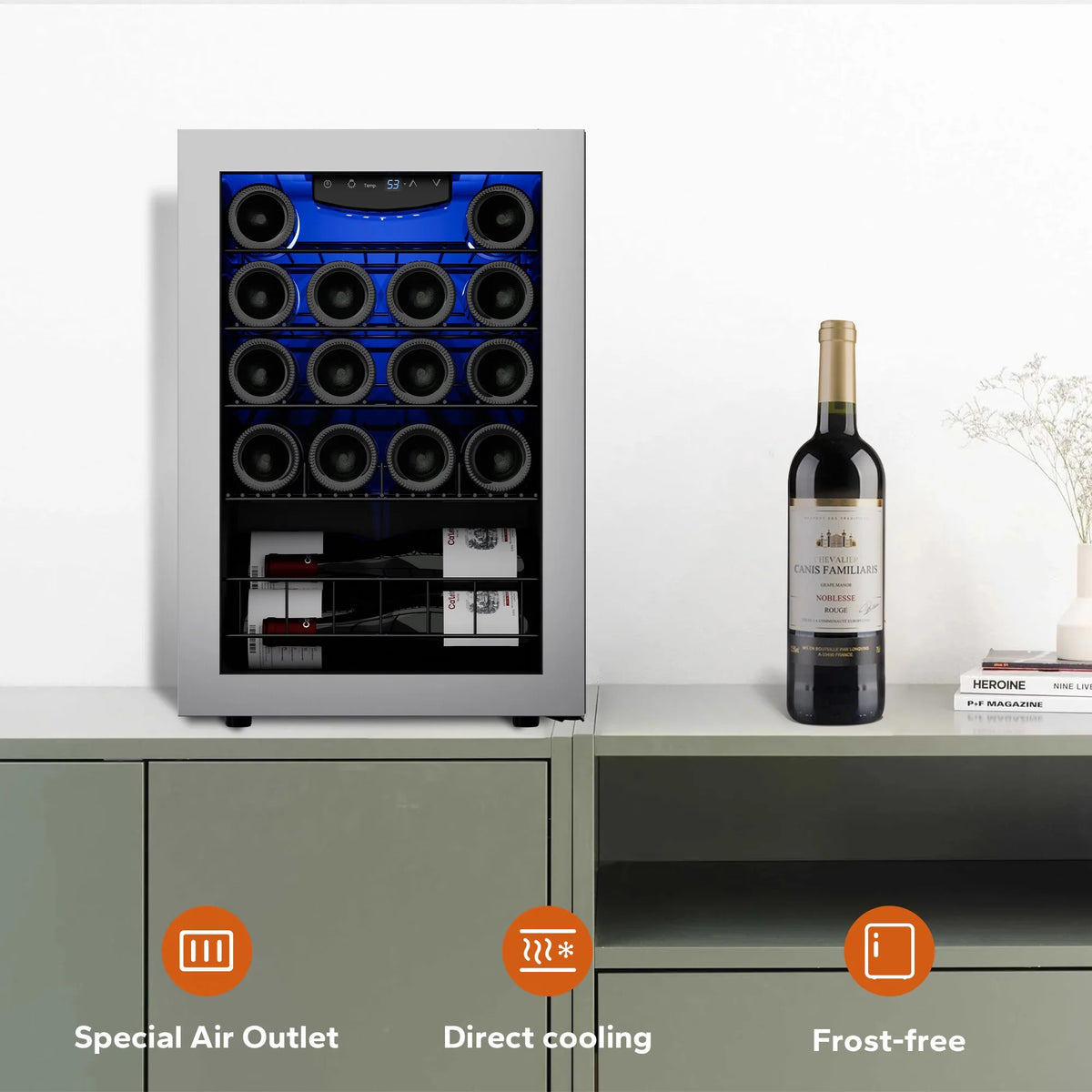 20 Bottle Wine Refrigerator with Glass Door T6045