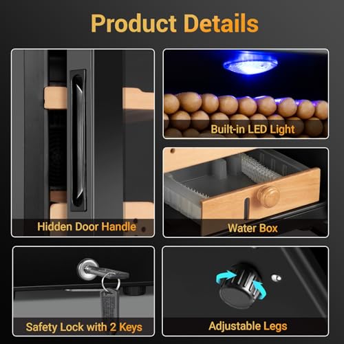 Electric Cigar Humidor 25L 200 Counts Thermostatic Cooler Cabinet S80763