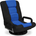 Swivel Gaming Chair with Lumbar Support, Armrest Handles, Adjustable Foldable Backrest - Black/Blue C317095