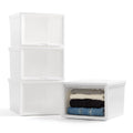 42 Qt. Stackable Plastic Storage Chest with Flip-Up Door, 4 Pack, White O65080