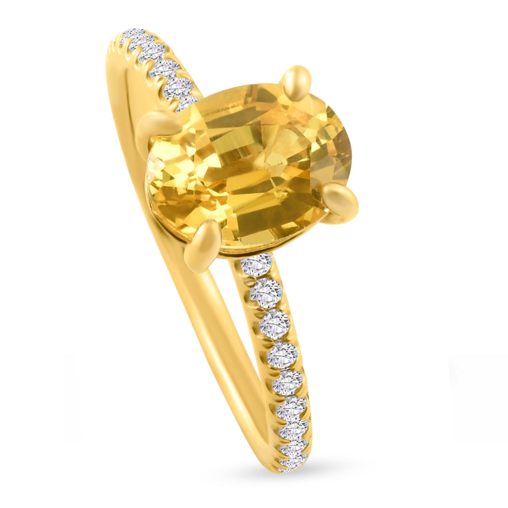 Oval Yellow Sapphire & Diamond Ring 14k Yellow Gold K8689