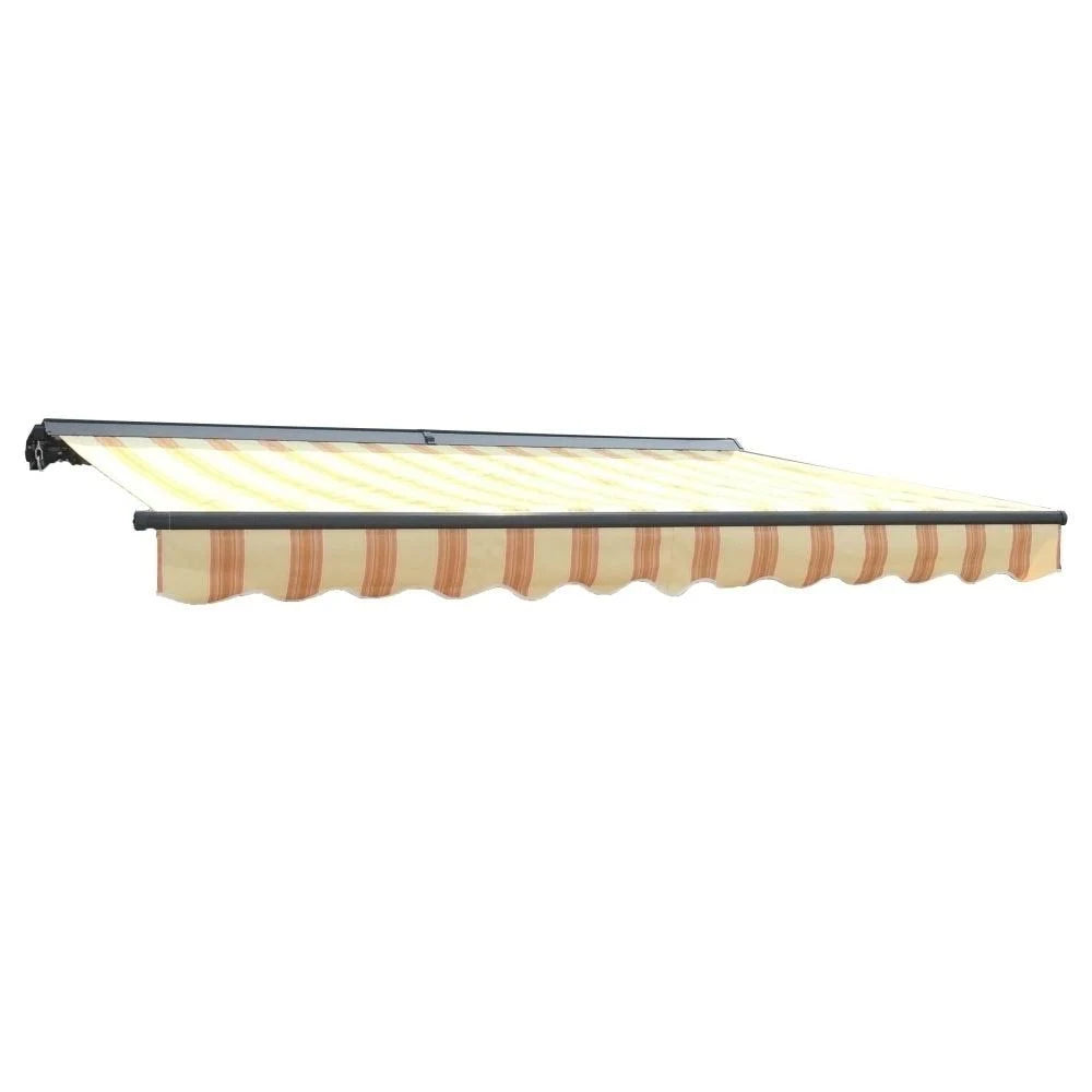 Motorized Retractable Patio Awning - 13 x 10 Feet - Multi-Striped Yellow P155255