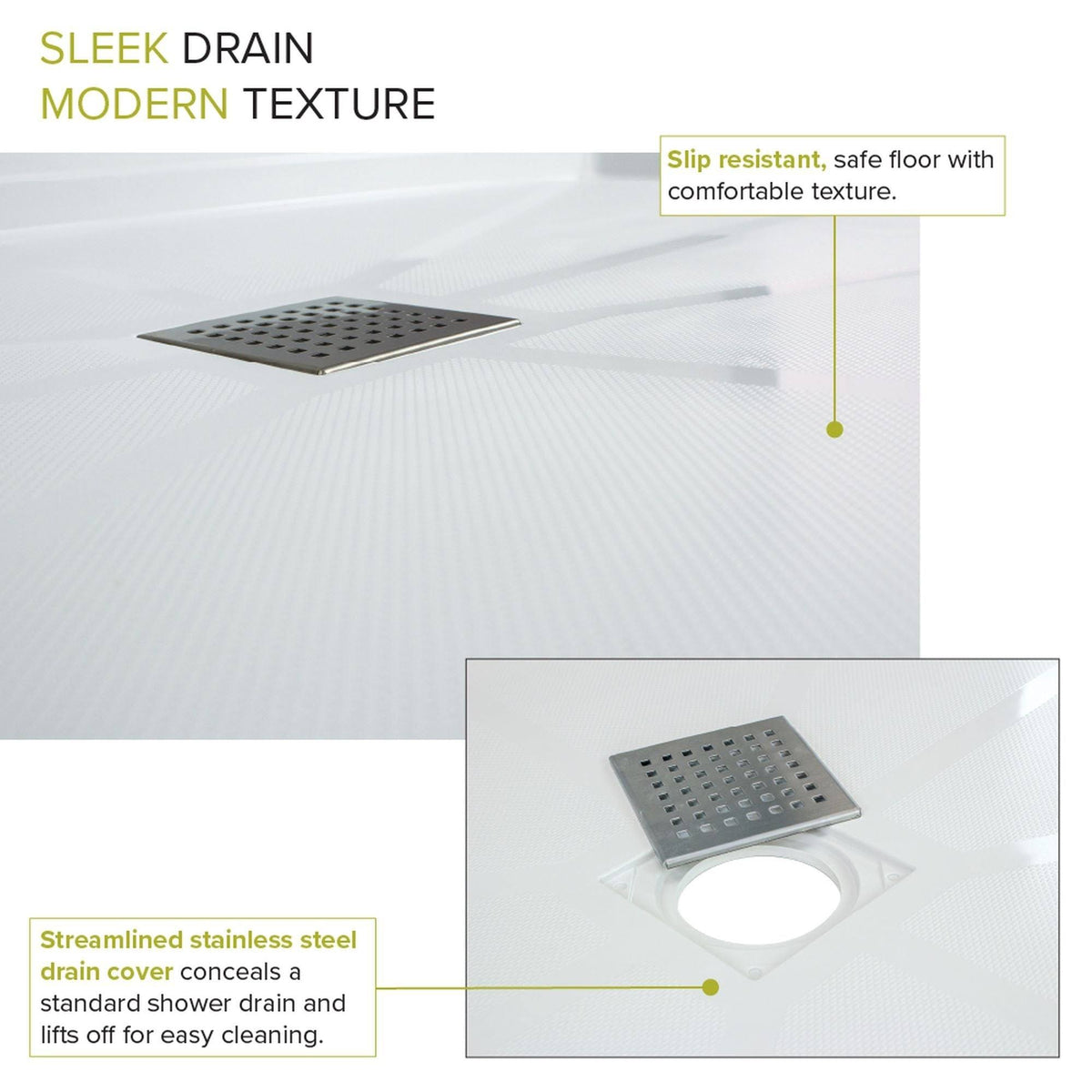 Cameo Single Threshold Shower Base with Center Drain Z5539