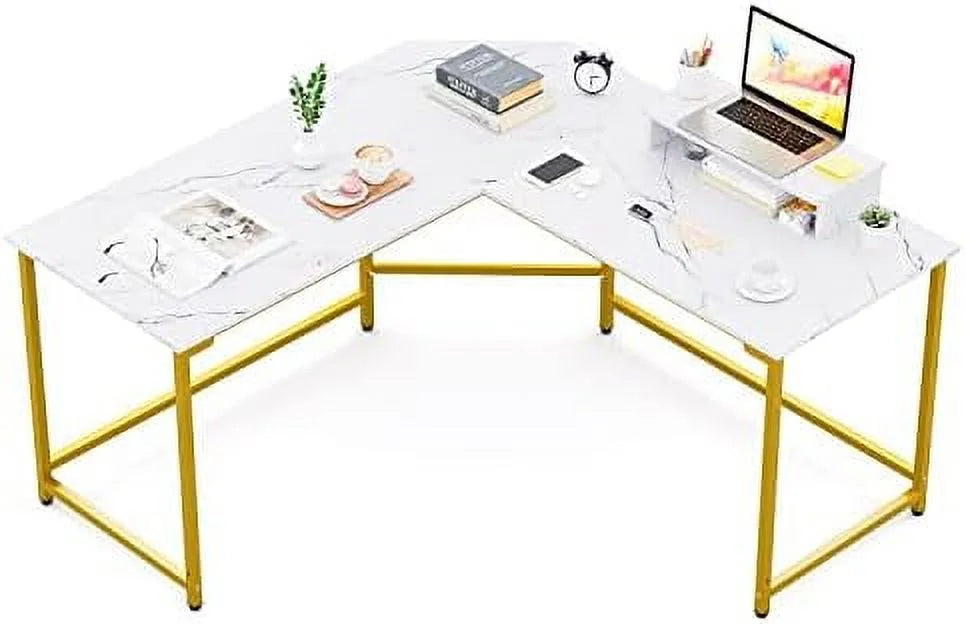 59" L Shaped Corner Computer Desk with Monitor Stand S349405