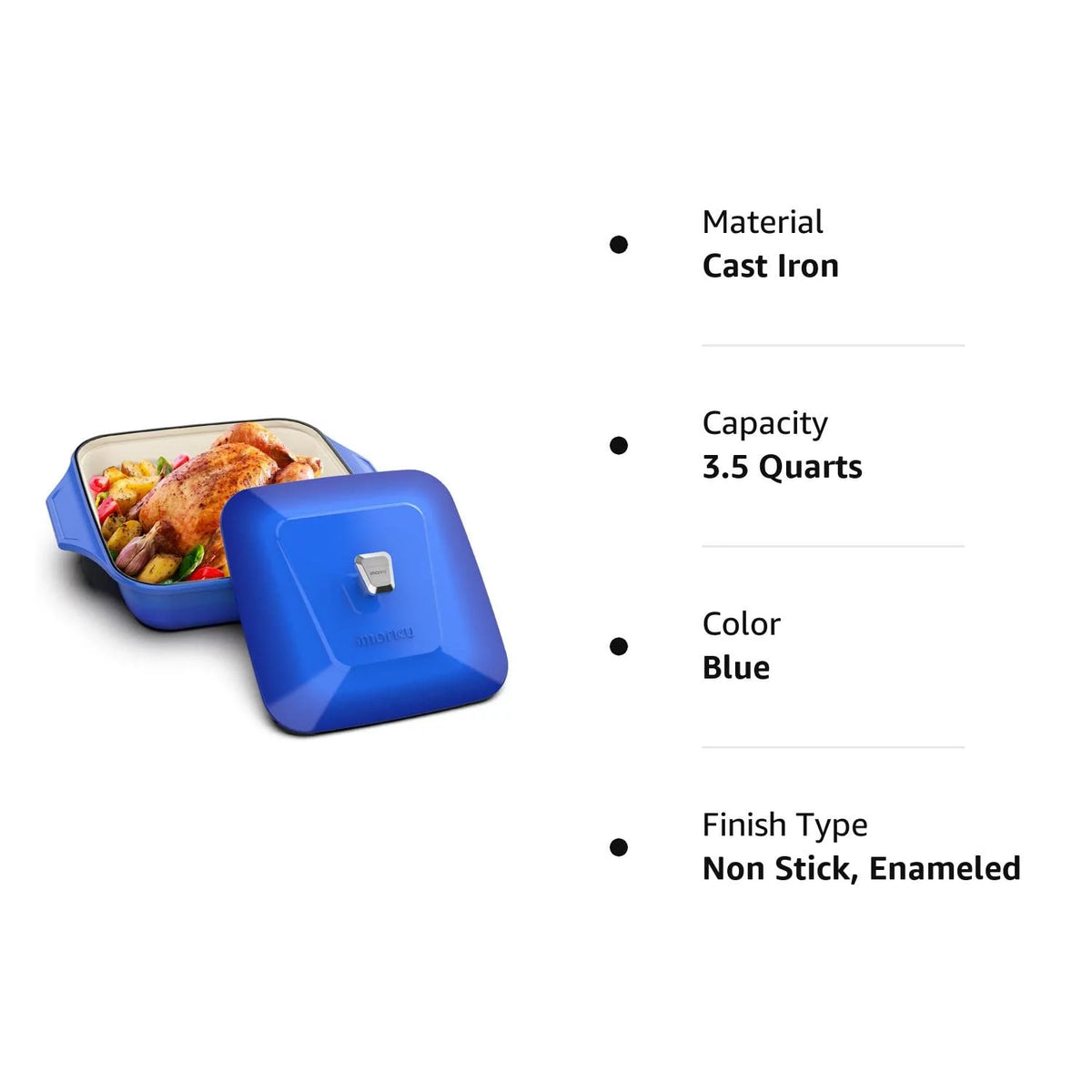 3.5-Quart Blue Enameled Cast Iron Dutch Oven with Lid I330697