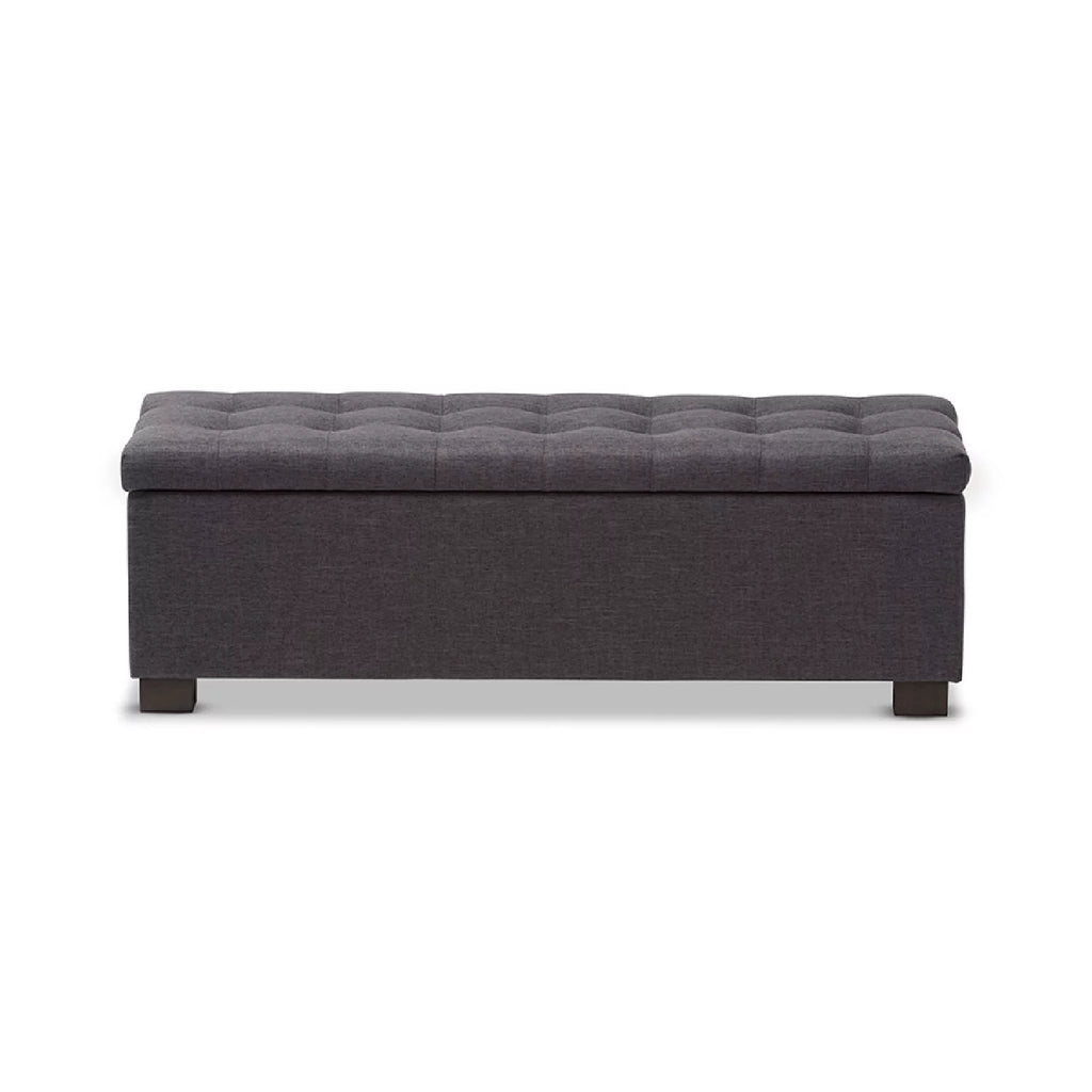 Dark Grey Fabric Storage Ottoman Bench C7451
