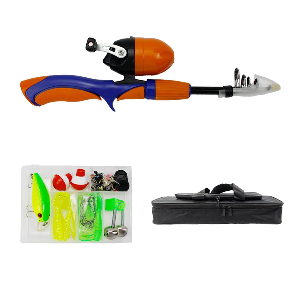 Pink Telescopic Fishing Rod and Reel Carrier Bag with Fishing Line V903759