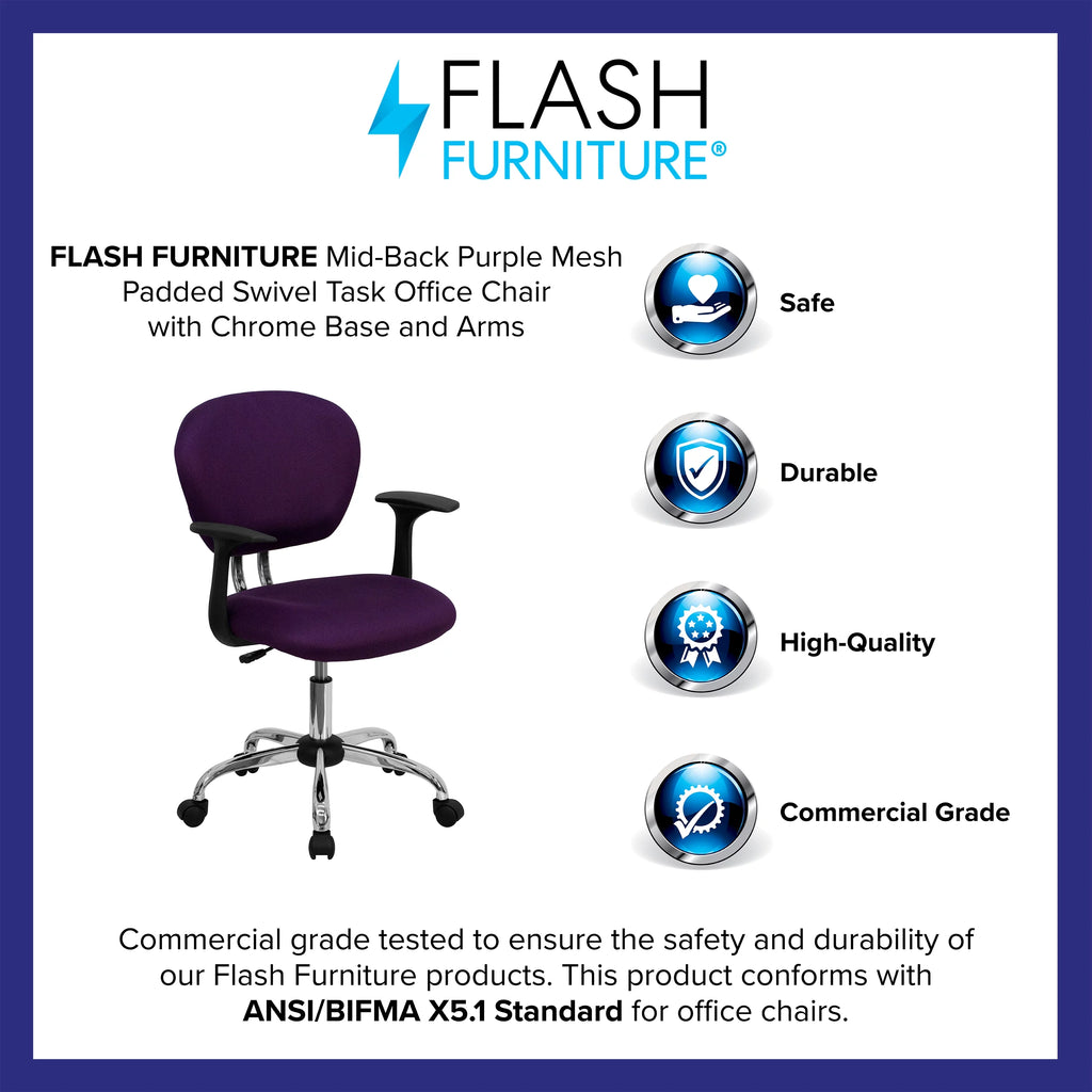 Purple Mesh Swivel Office Chair E807