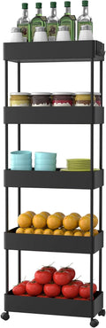 White 5 Tier Slim Rolling Utility Cart L365507