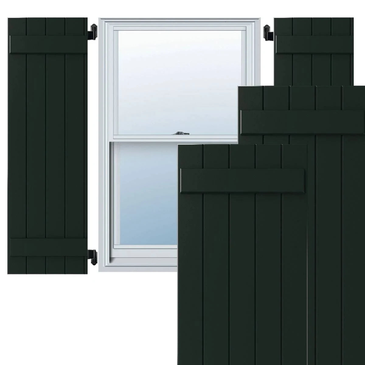 Chrome Composite Board-n-Batten Shutters (Per Pair) I871