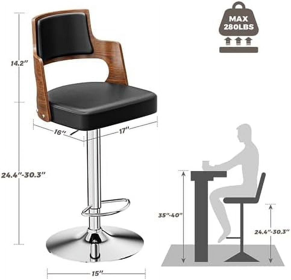 Brown PU Leather Adjustable Swivel Counter Height Stool Set of 2 Y81820